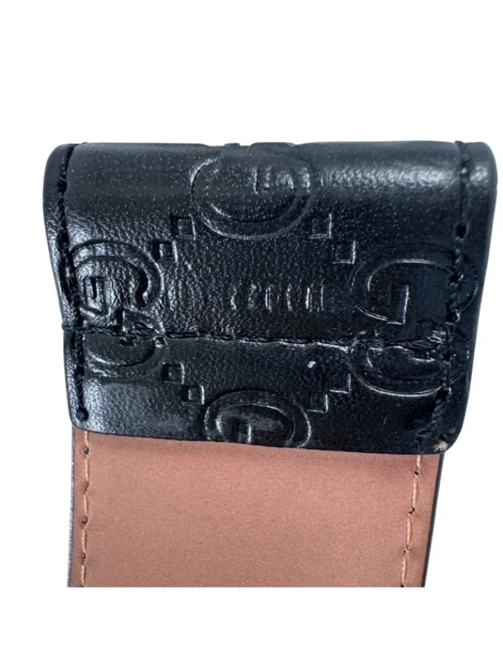 Gucci Black Interlocking G Buckle Belt Signature Leather Debossed Logos ‎411924